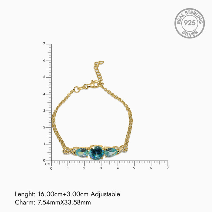 Silver Gold Aquamarine Blue Explorer Bracelet
