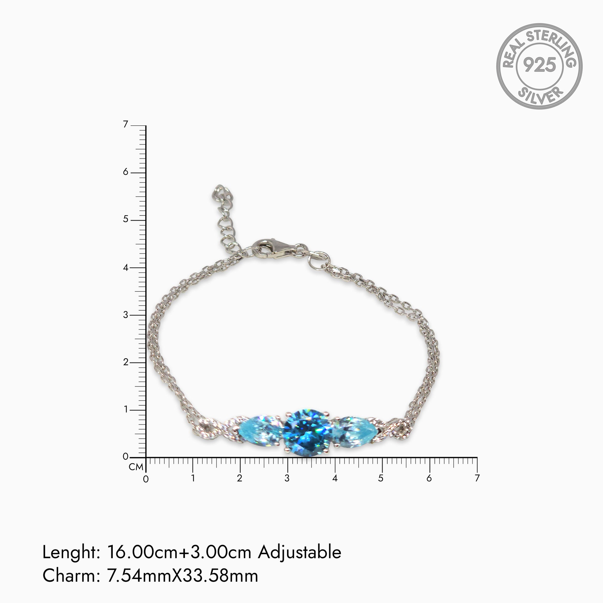 Silver Aquamarine Blue Explorer Bracelet