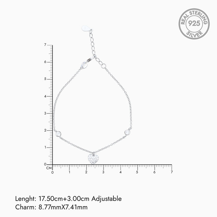 Silver Heart Lock Zircon Bracelet