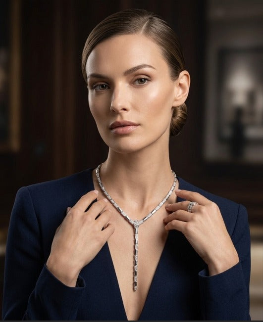 Silver Elegance 18k Gold Plated Lariat Necklace