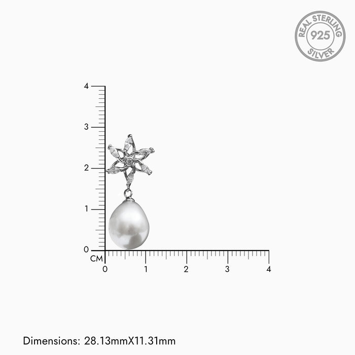 Silver Absolute Flower Pearl Set