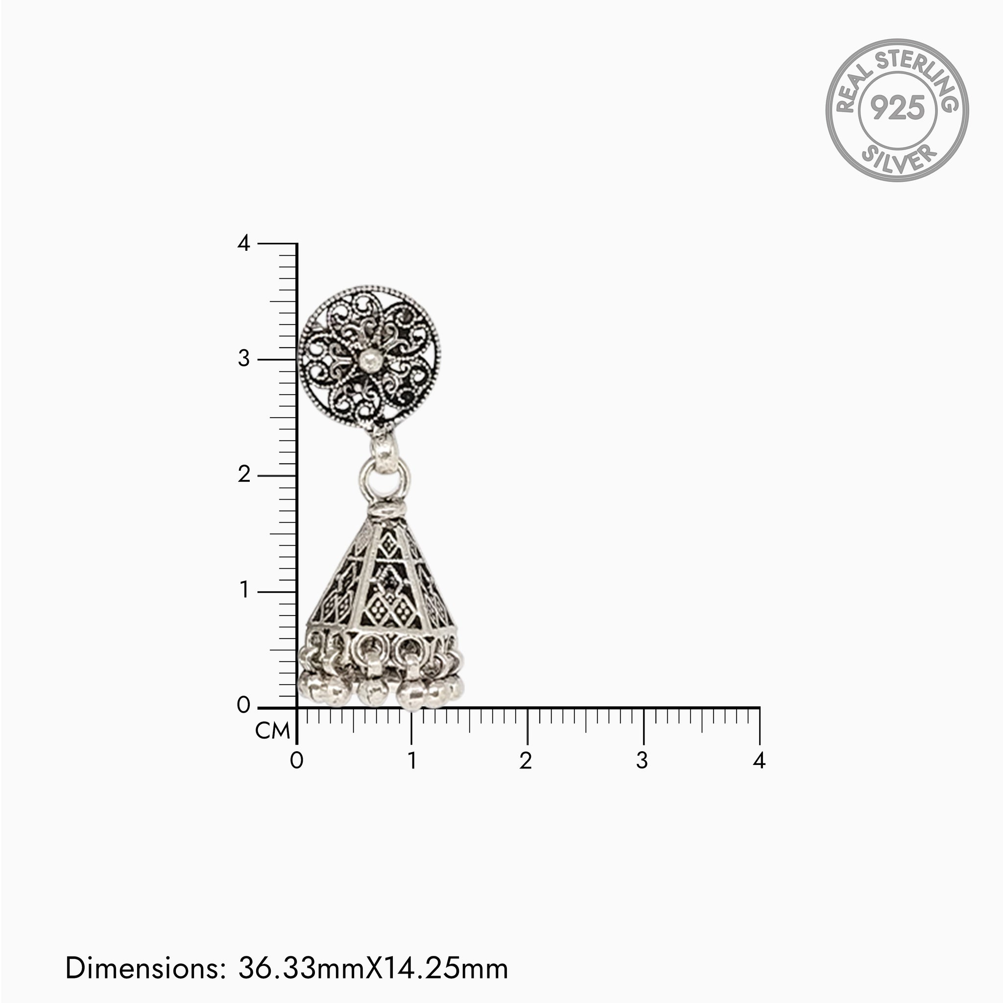 Silver Pyramid Jhumki Earrings