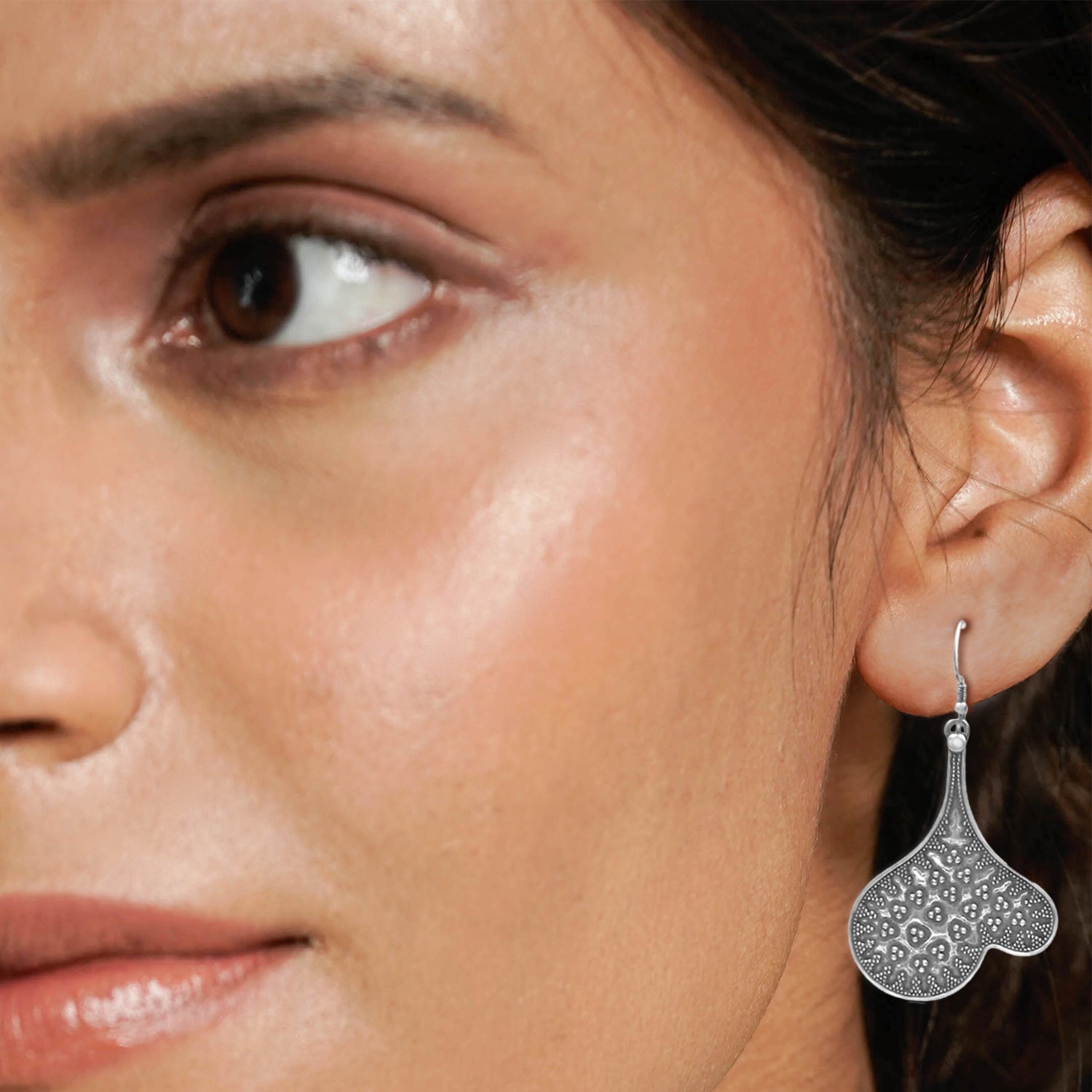 Silver Oxidised Versatile Embossed Flow Earrings
