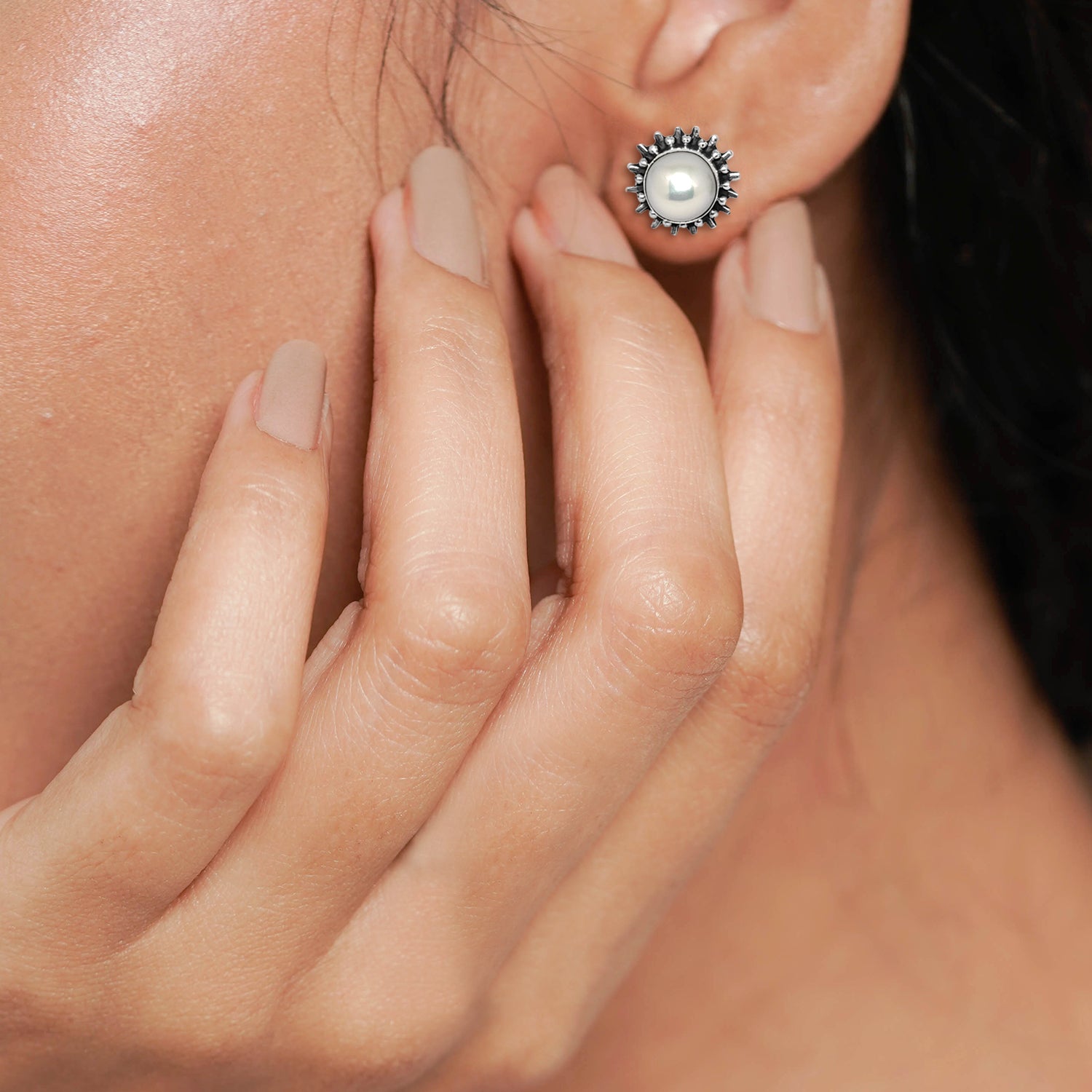 Silver Sunshine Pearl Earrings