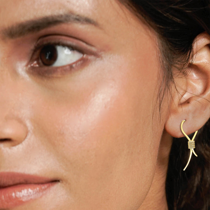 Silver Gold Sparkling Hoop-Knot Earrings