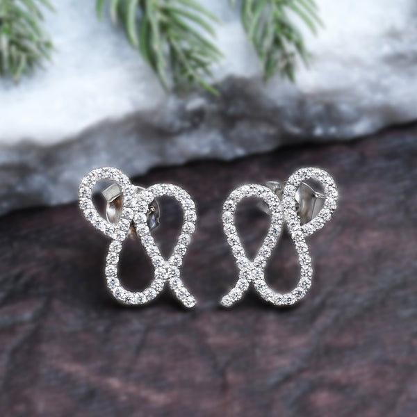 Silver Zircon Curves Earrings
