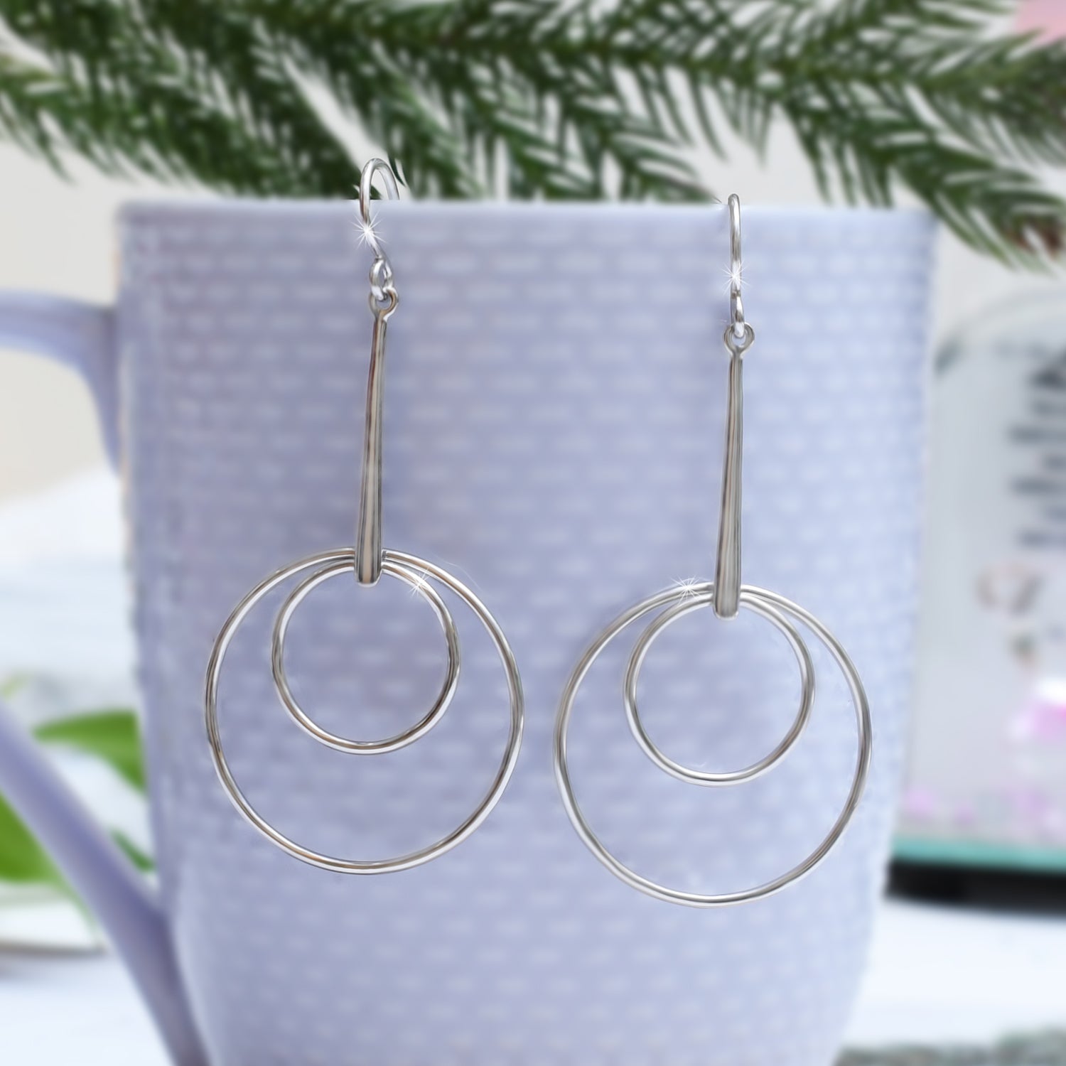 Silver Double Hoop Glam Earrings