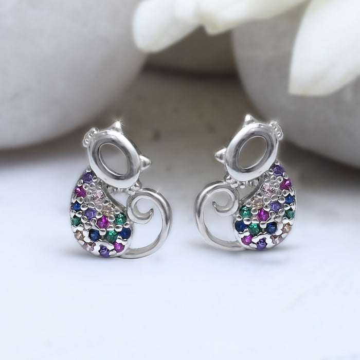 Silver Mini Fairytale Cat Stud Earrings