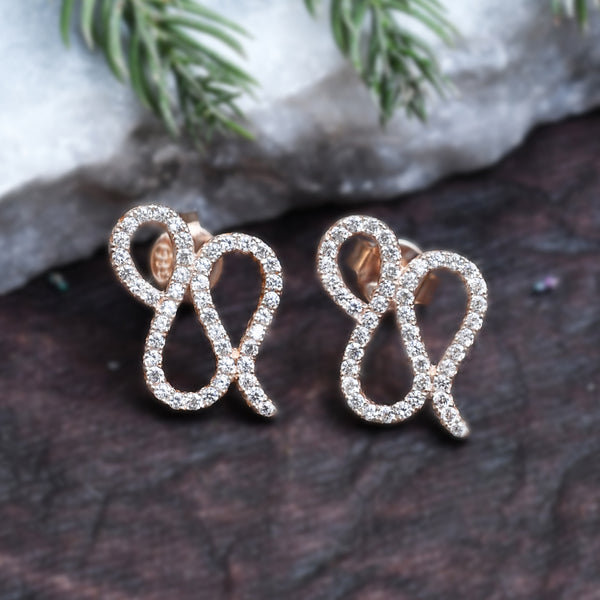 Rose Gold Zircon Curves Earrings