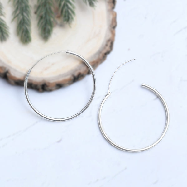 Silver Grand Hoop Earrings 50mm