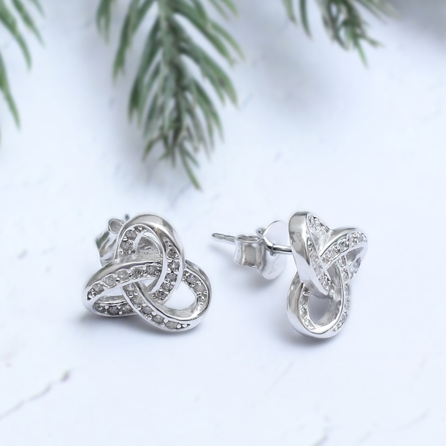 Silver Intertwined Stud Earrings