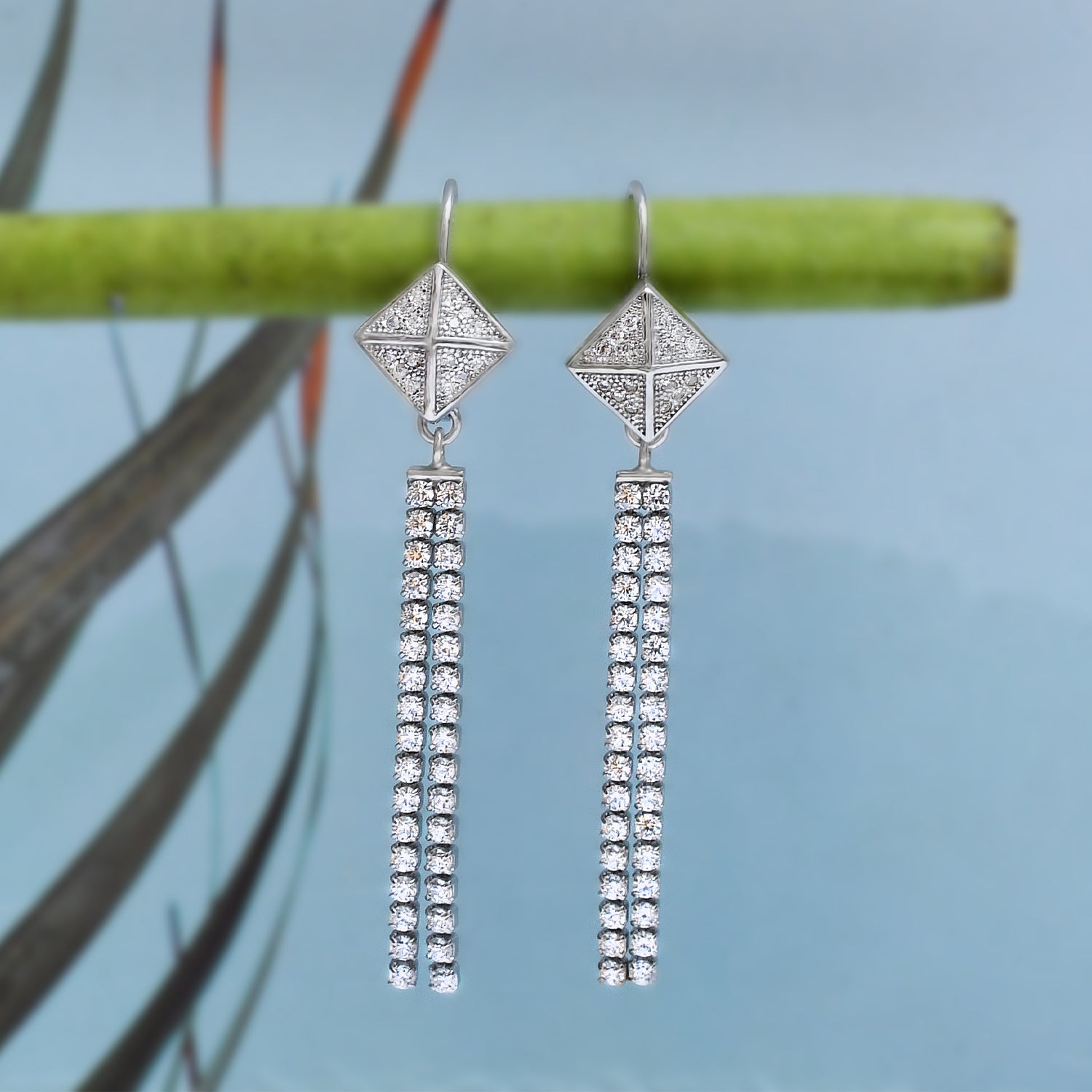 Silver Sparkling Dangler Earrings