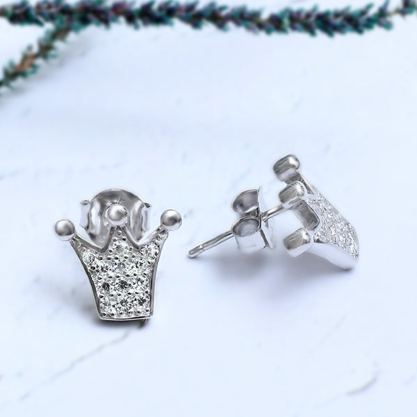 Silver Shimmer Crown Earrings