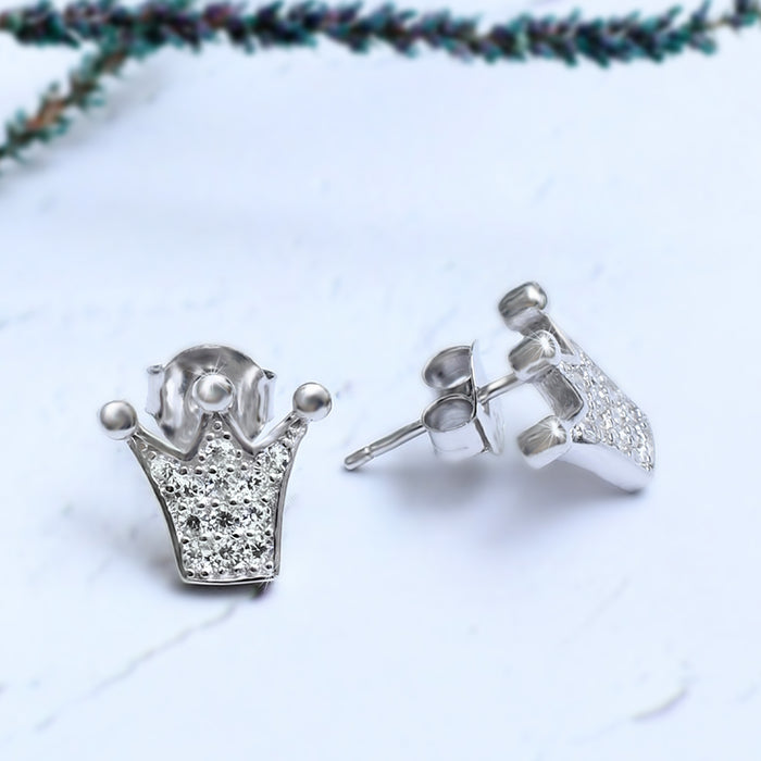 Silver Shimmer Crown Earrings