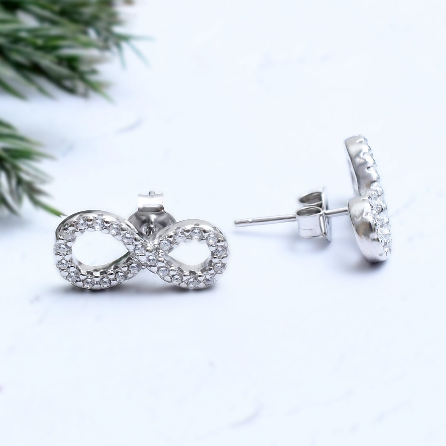 Silver Shimmer Infinity Earrings