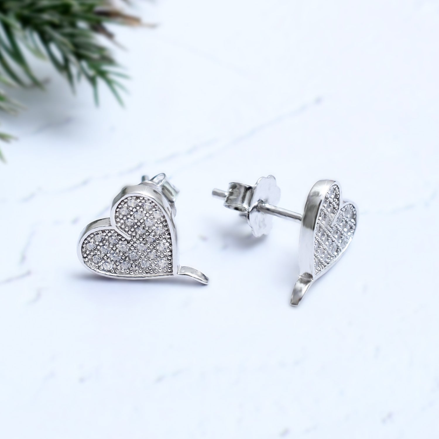 Silver Classic Heart Stud Earrings