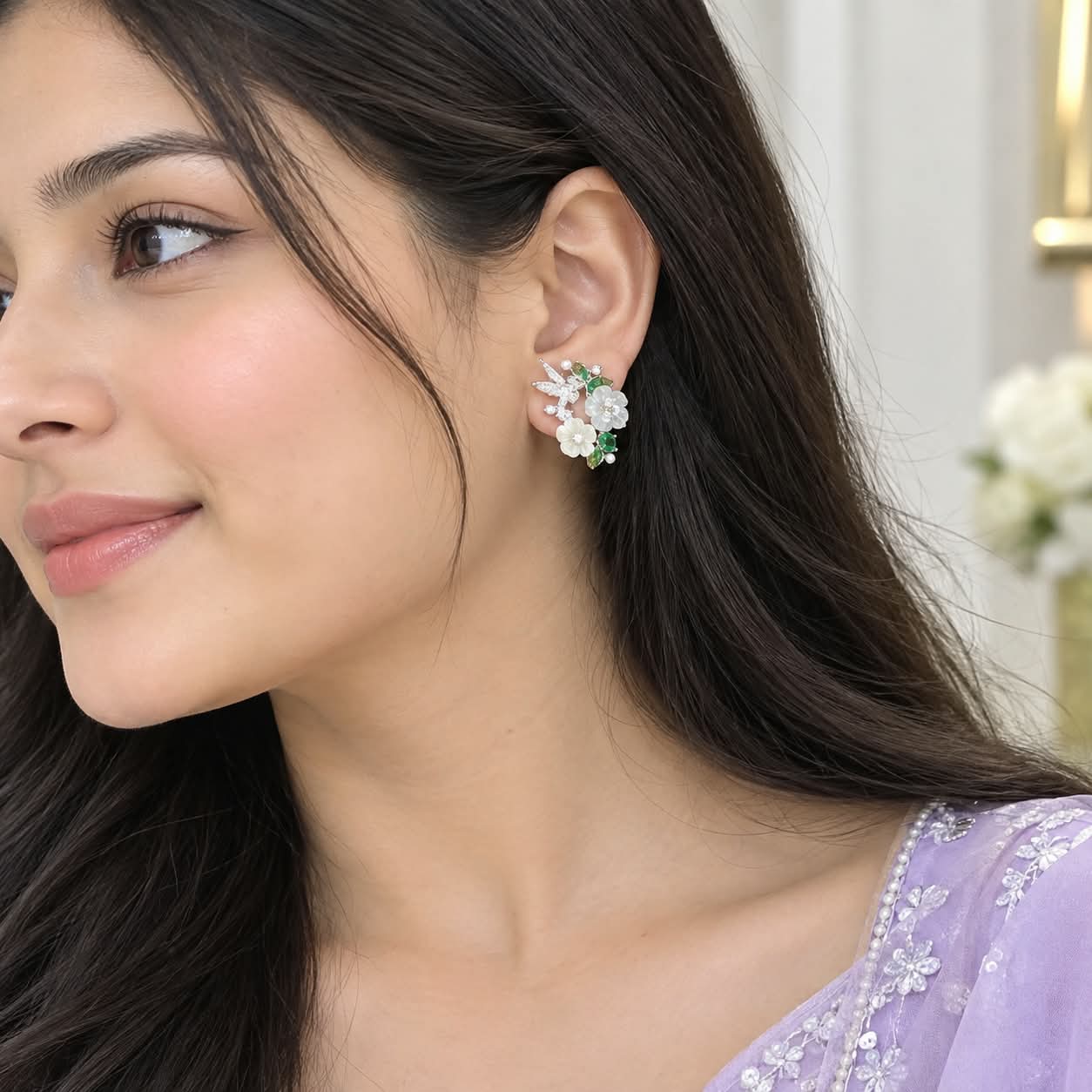 Silver Elysian Nectar Blossom Earrings