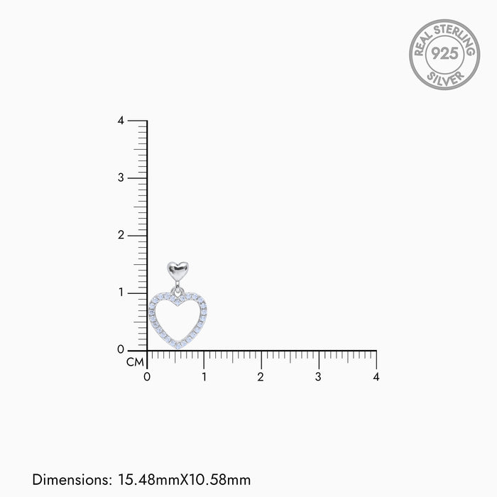Silver Alpha Heart Earrings
