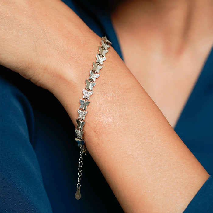 Silver Sparkling Butterfly Bracelet