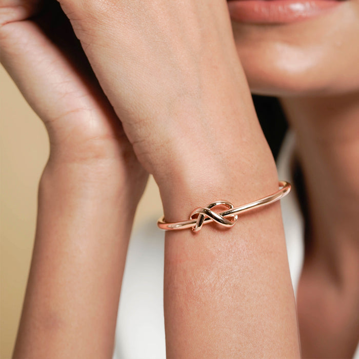 Silver Rose Gold Infinity Bangle