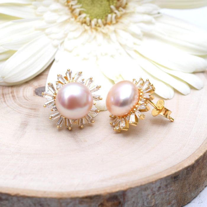 Silver Gold Dazzling Sunshine Pearl Pendant Set
