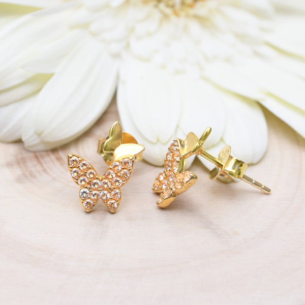 Silver Gold Sparkling Butterfly and Baby Earrings