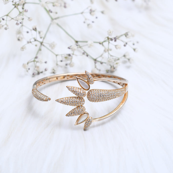 Silver Rose Gold Sparkling Omega Bracelet