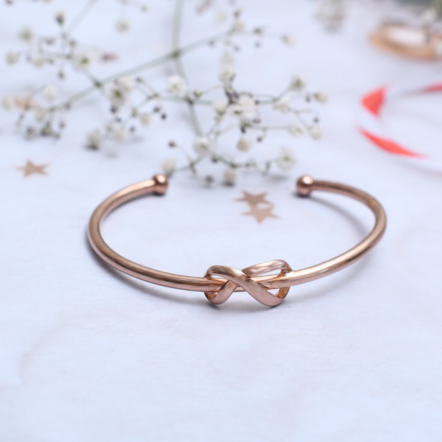 Silver Rose Gold Infinity Bangle