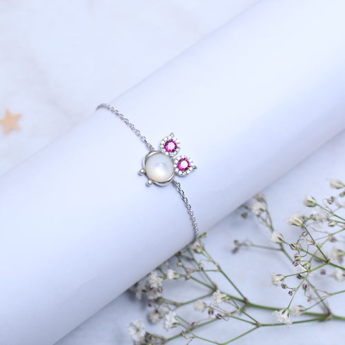Silver Moonstone Owl Bracelet