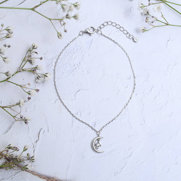 Silver Little Moon Star Bracelet