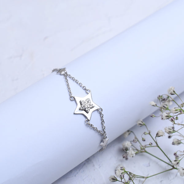 Silver Sparkling Alpha Star Bracelet