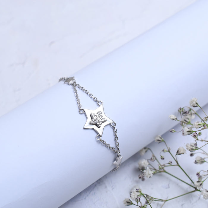 Silver Sparkling Alpha Star Bracelet