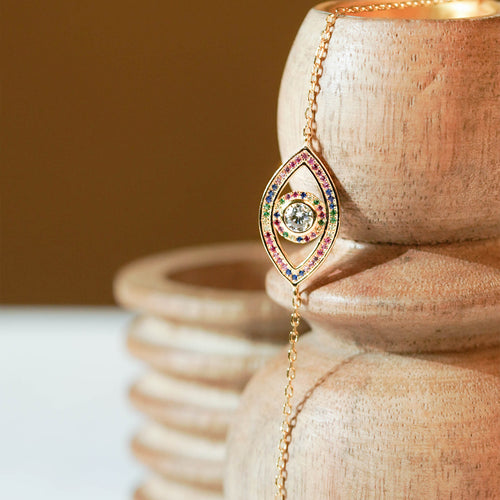 Silver Gold Multi Tone Evil Eye Bracelet