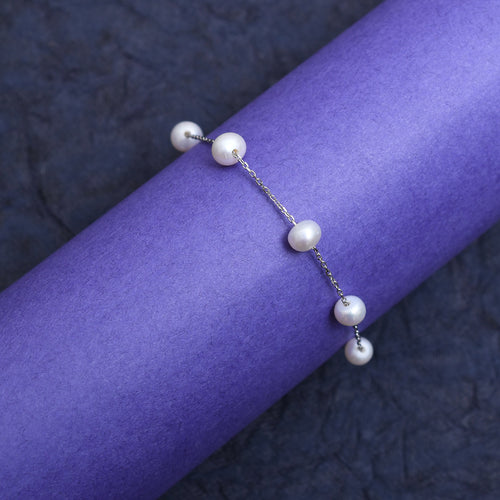 Silver One Line Pearl Bracelet