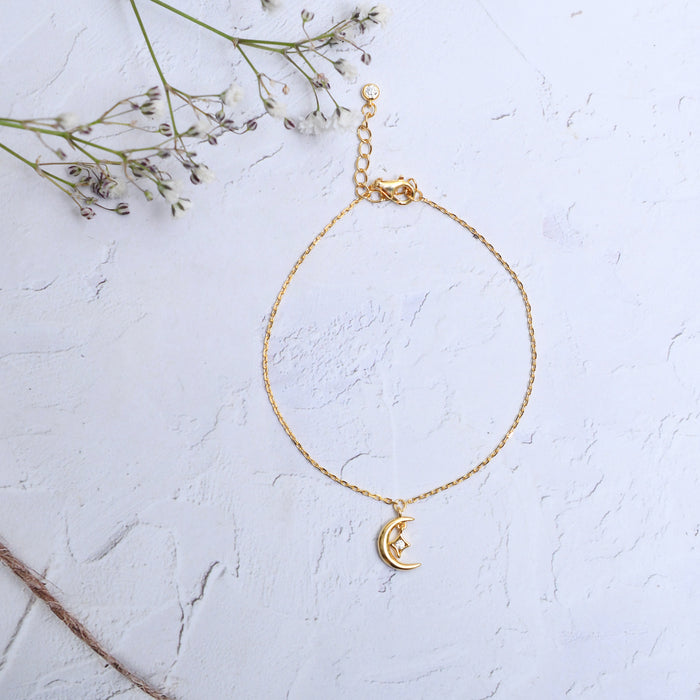 Silver Gold Little Moon Star Bracelet