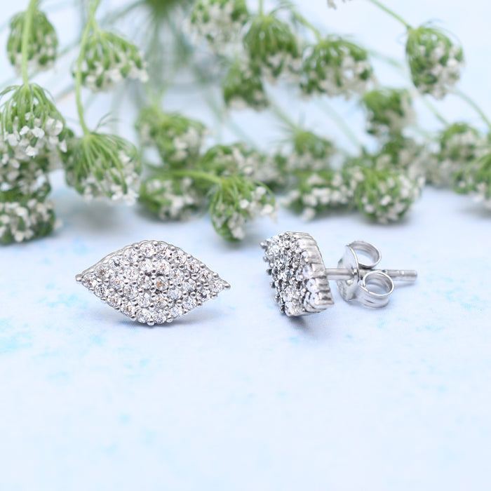 Silver Sparkling Mini Evil Eye Earrings