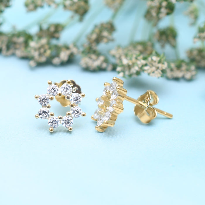 Silver Gold Sparkling Hollow Flower Earrings