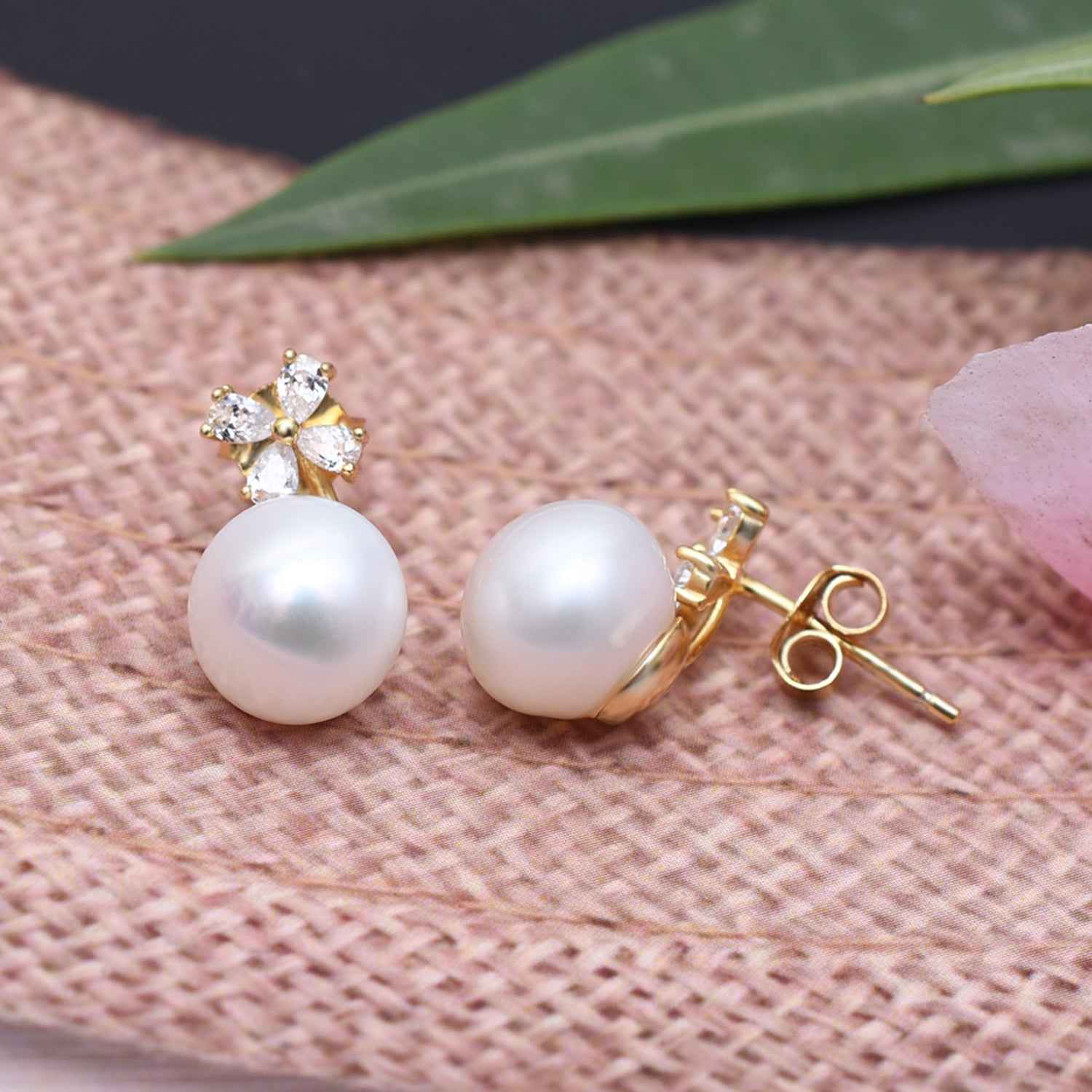 Silver Gold Sparkling Pearl Windmill Earrings