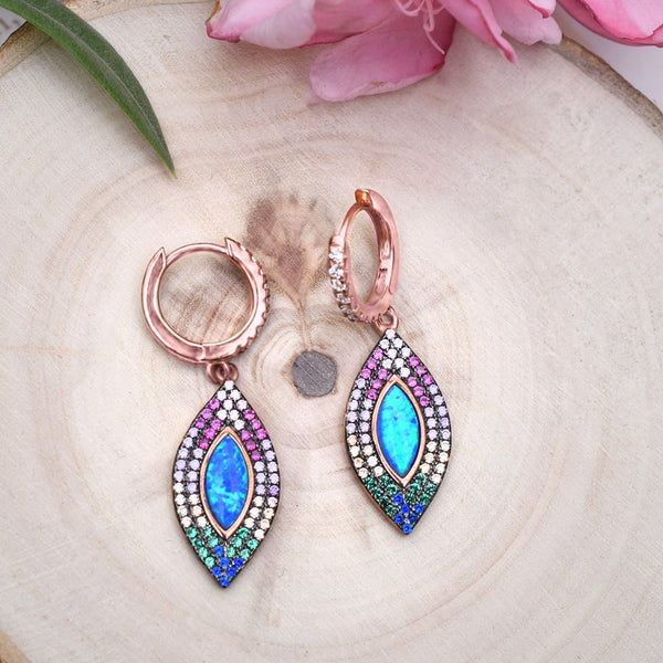 Silver Gold Intricate Evil Eye Hoop Earrings