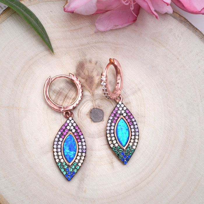 Silver Gold Intricate Evil Eye Hoop Earrings