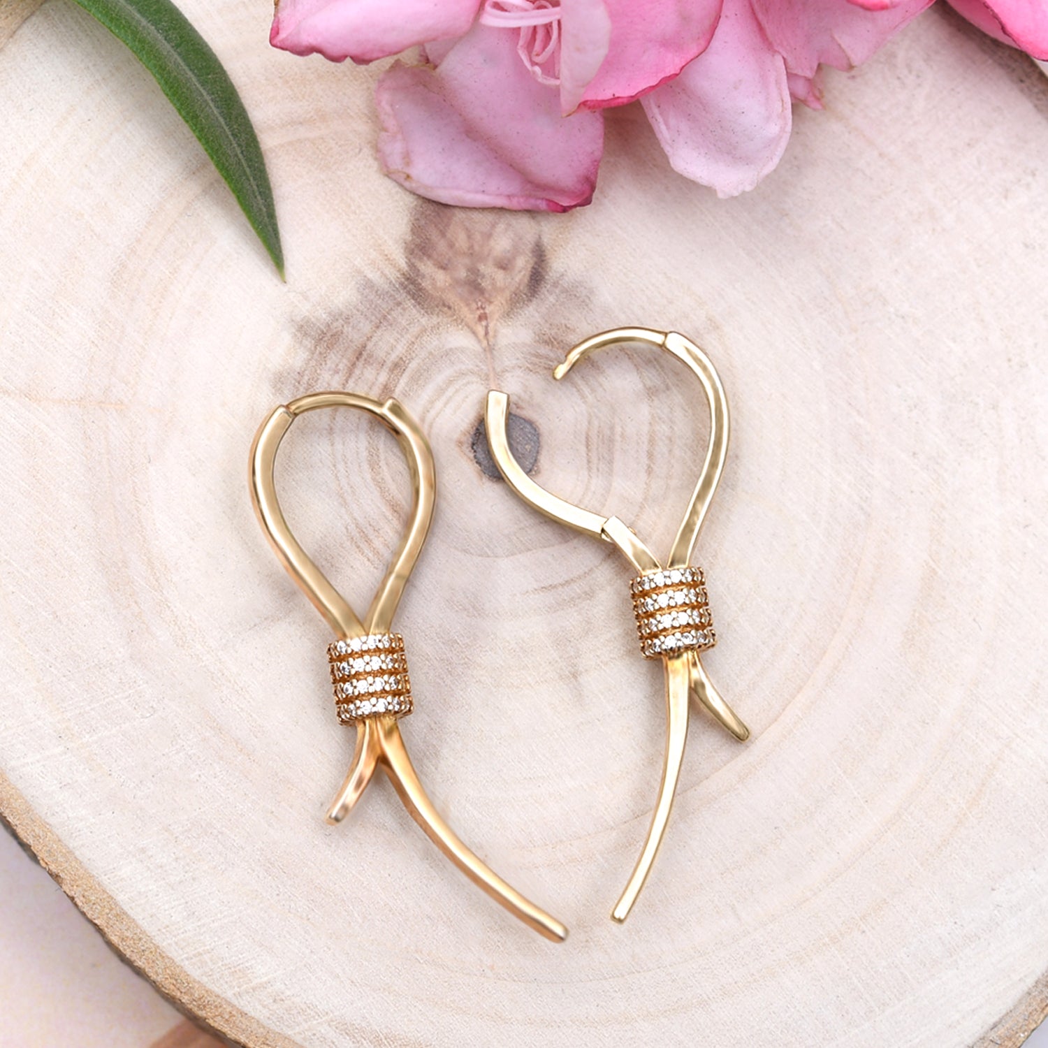 Silver Gold Sparkling Hoop-Knot Earrings