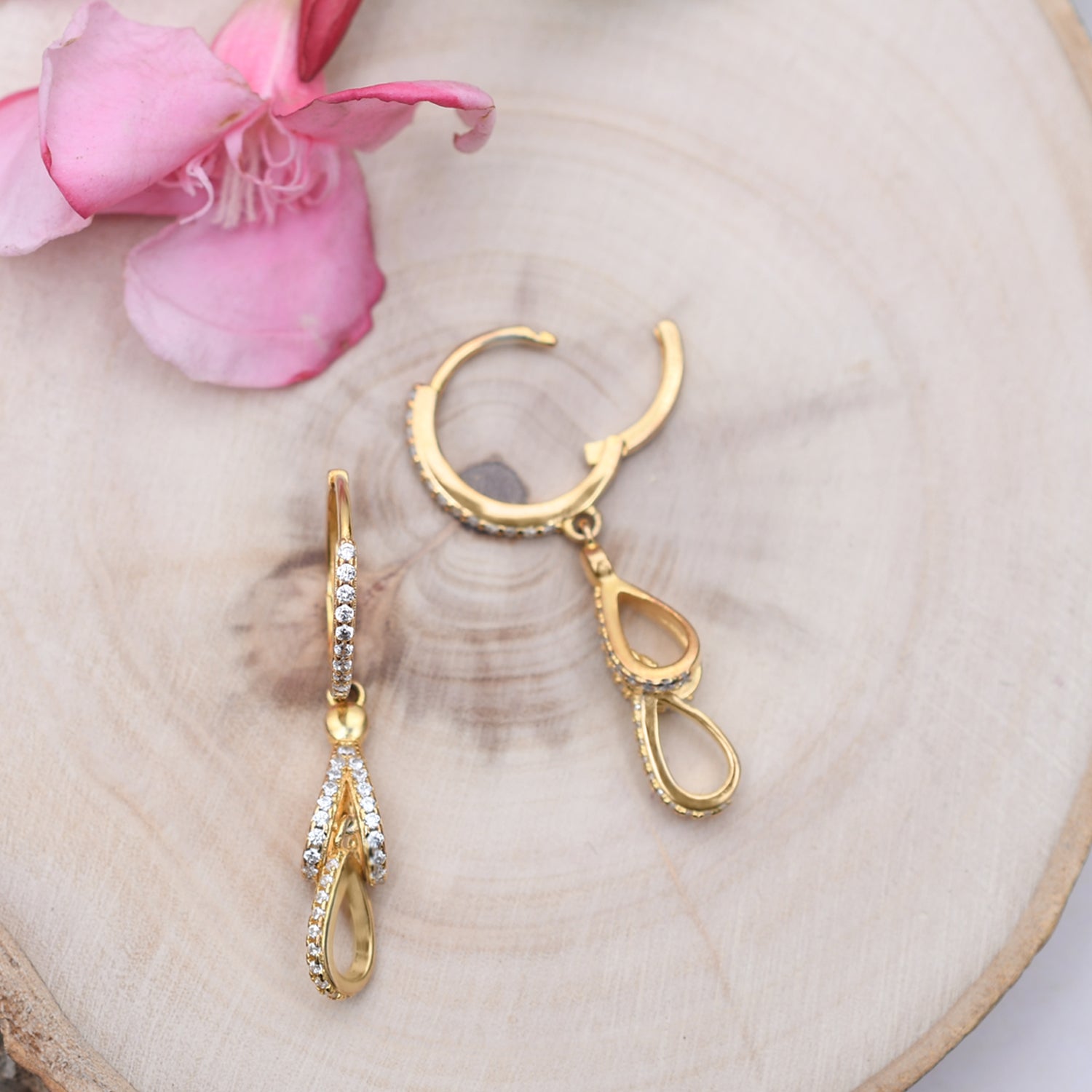 Silver Gold Sparkling 3 Dangling Drops Hoop Earrings
