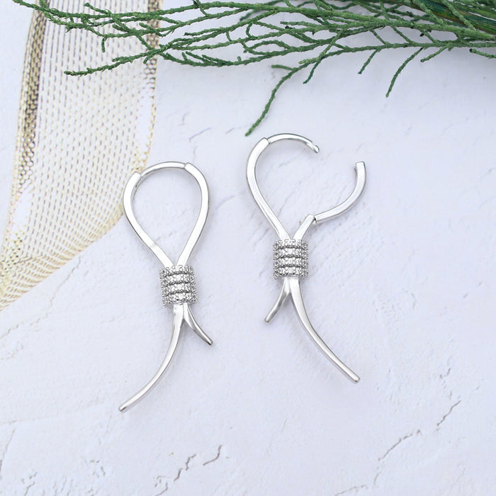 Silver Sparkling Hoop-Knot Earrings