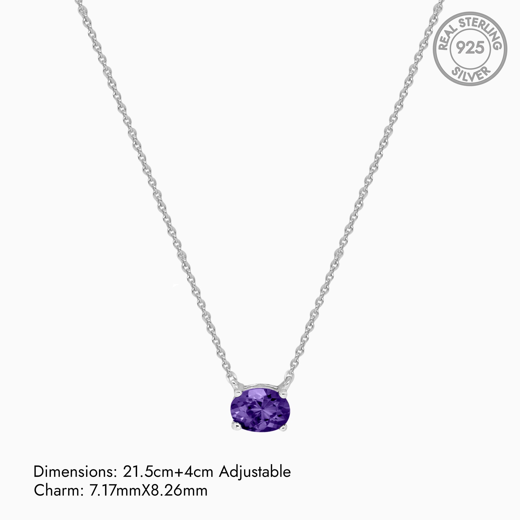 Silver Amethyst Purple Necklace