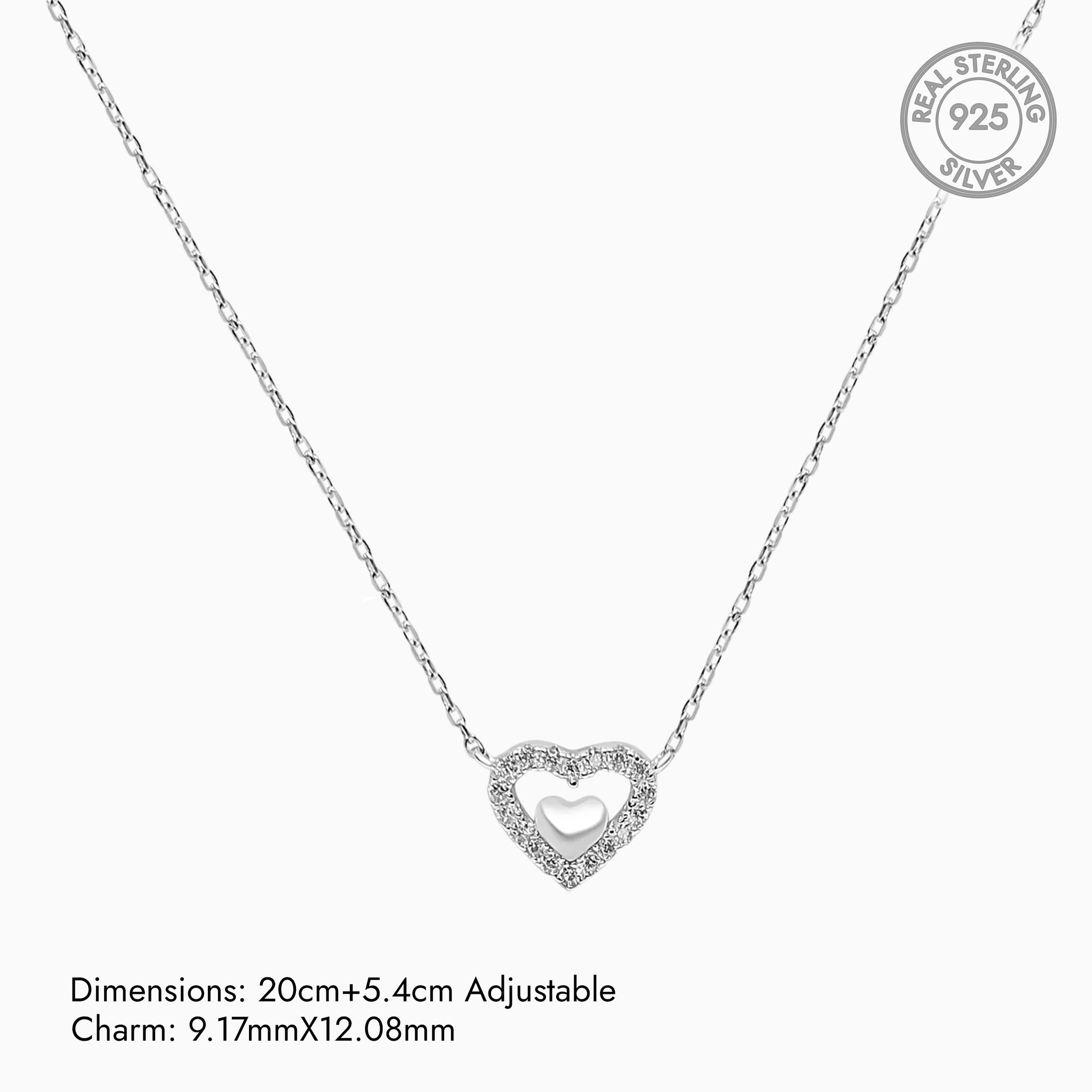 Silver Little Heart in Sparkling Heart Necklace