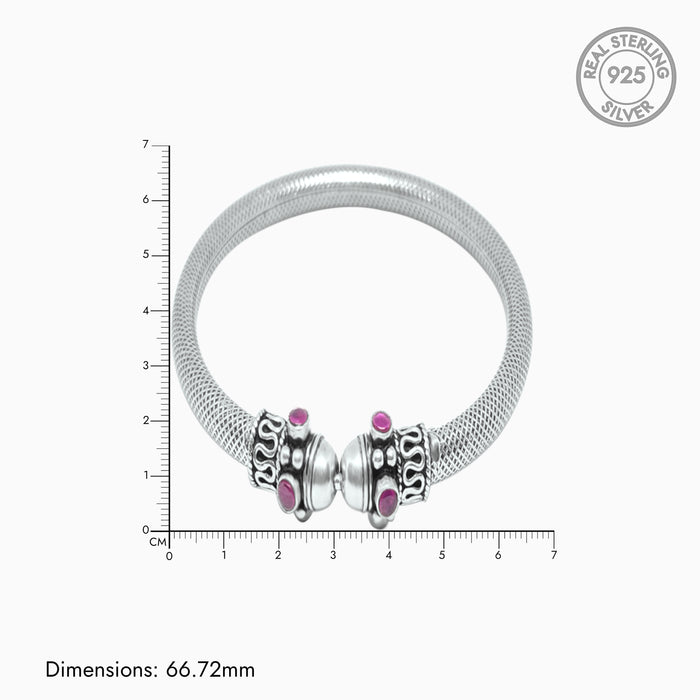Ruby Studded Silver Snake Bangles