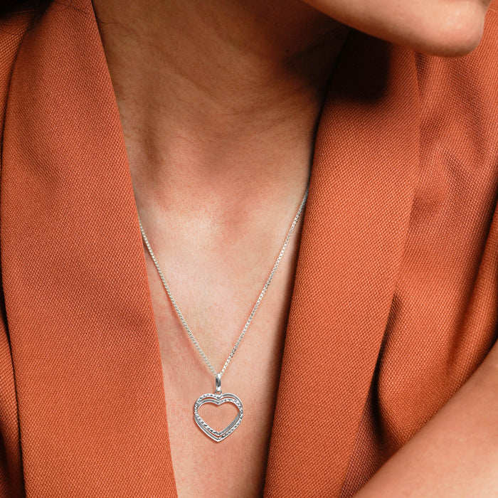 Silver Love Heart in Heart Pendant
