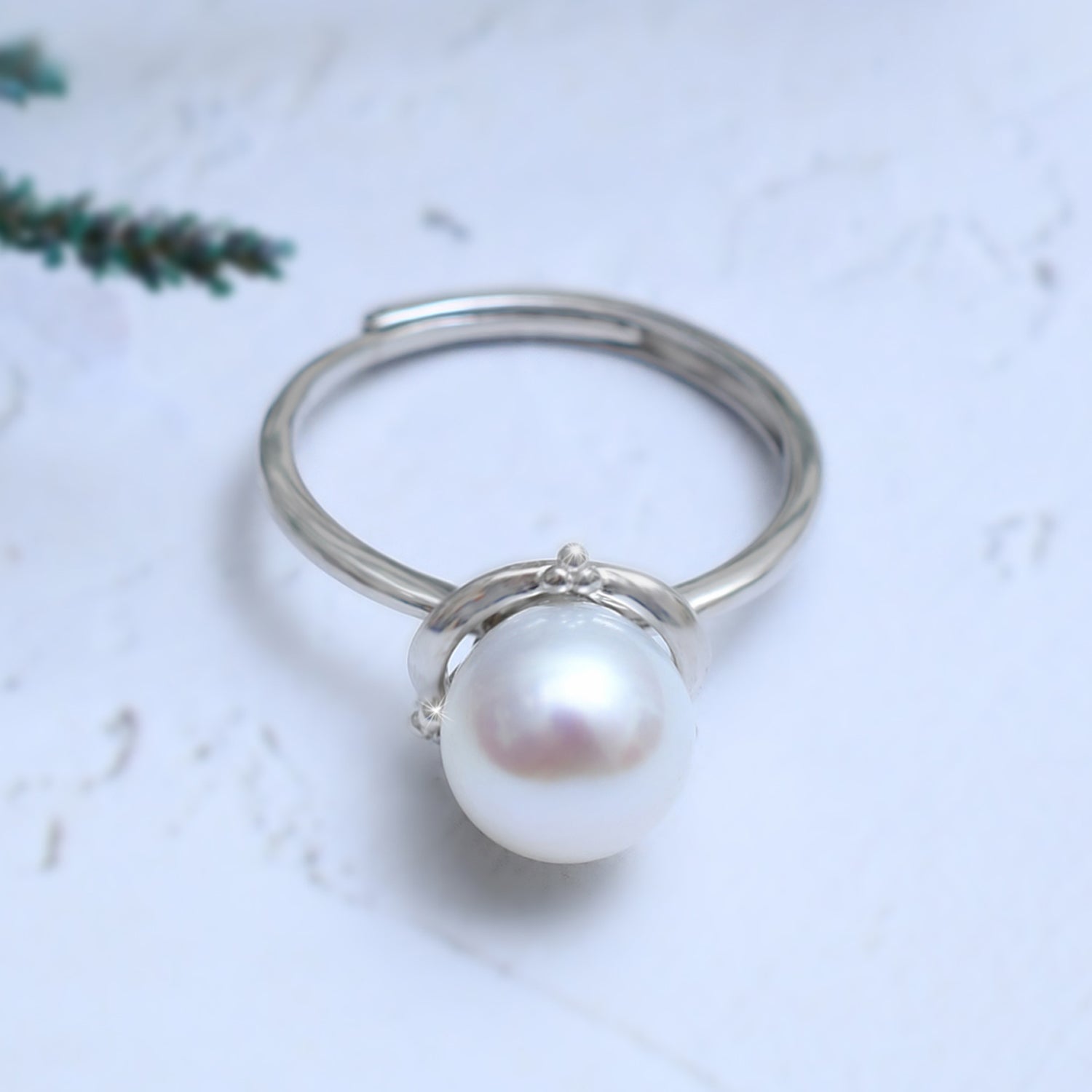 Silver Majesty Pearl Adjustable Ring