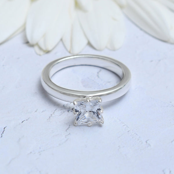 Silver Solitaire Ring
