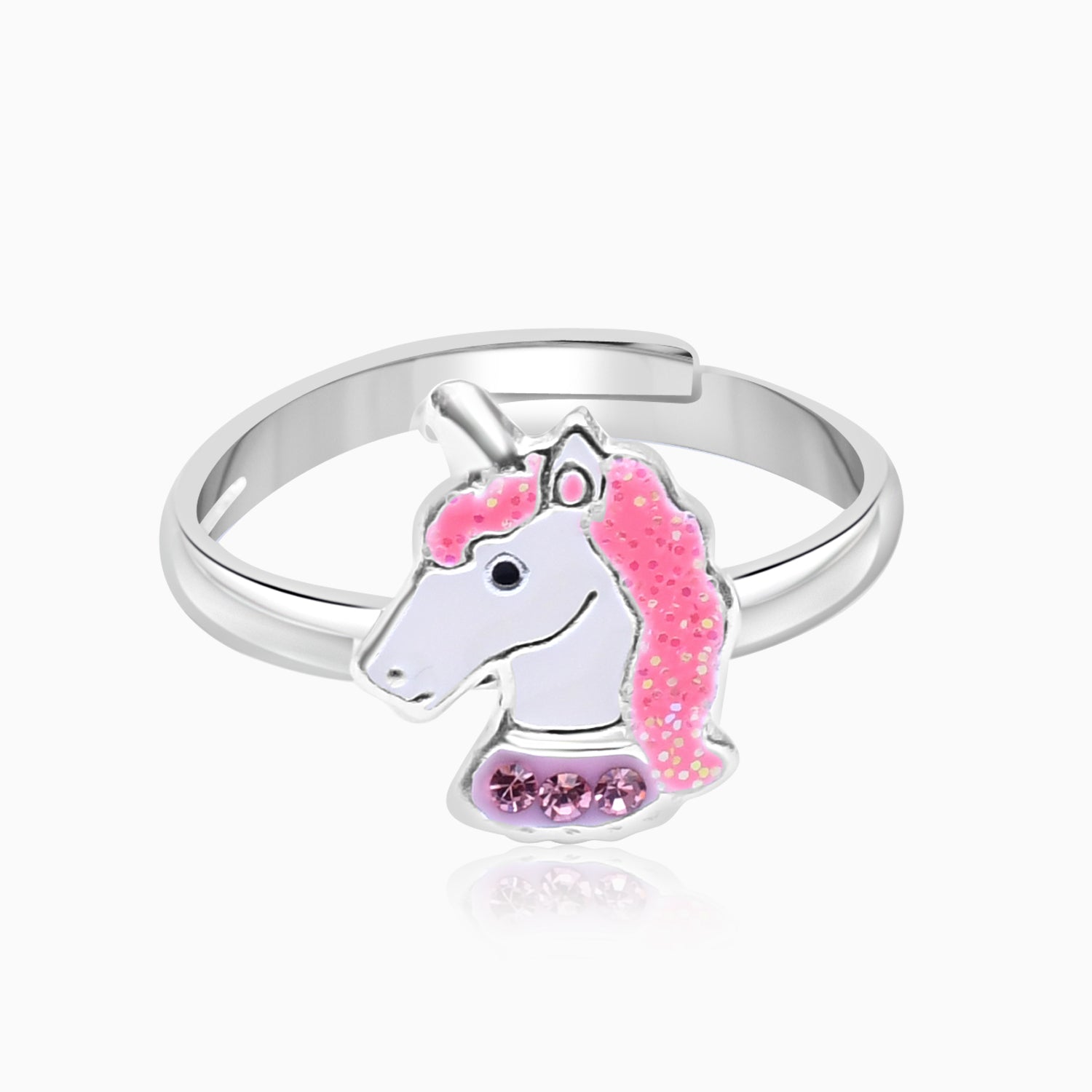 Silver Purple Unicorn Ring